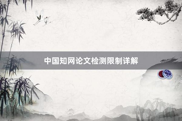 中国知网论文检测限制详解