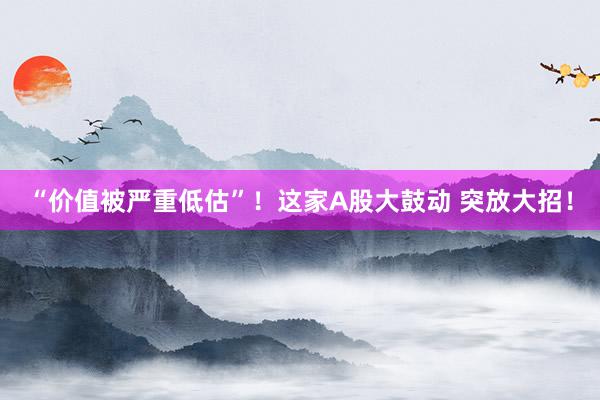 “价值被严重低估”！这家A股大鼓动 突放大招！